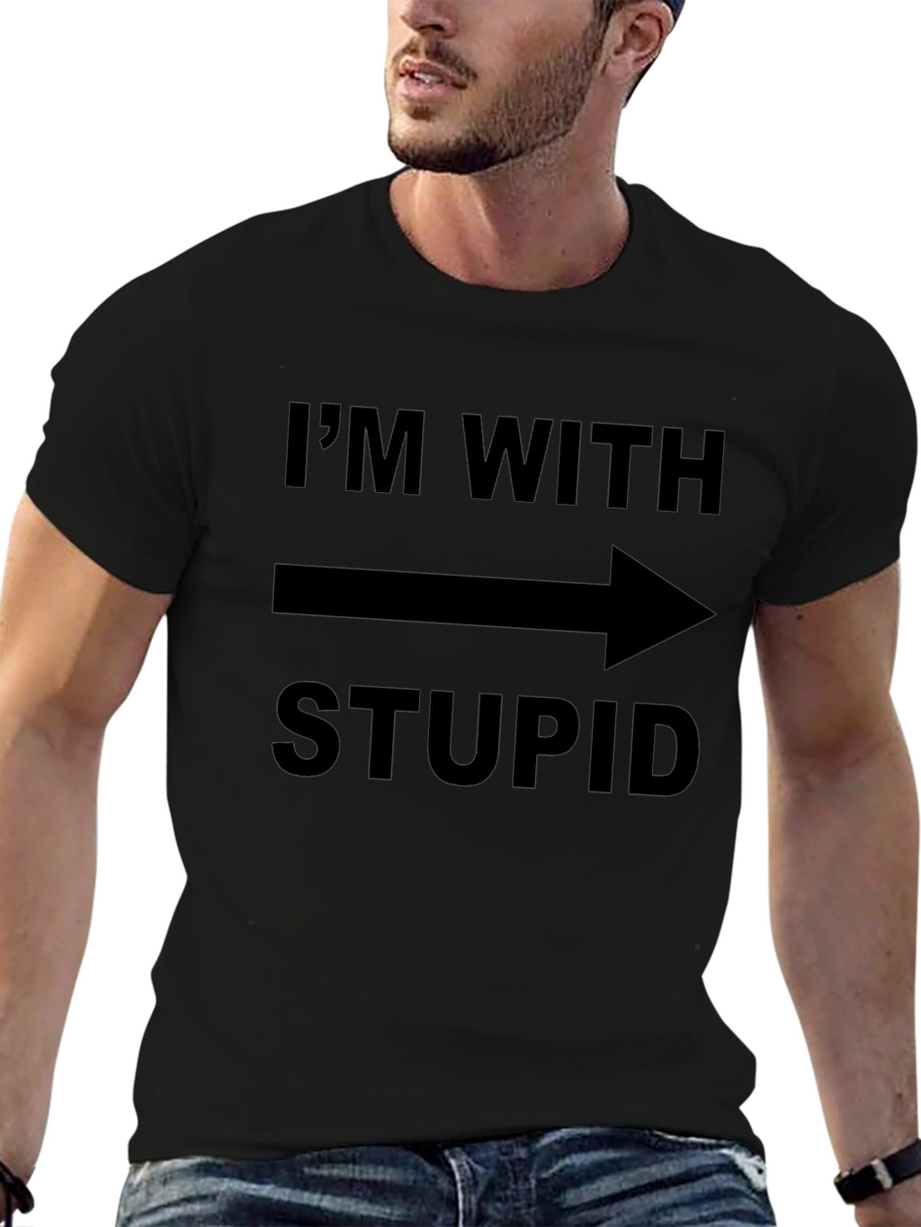 Im With Stupid T-Shirt Funny Novelty Tee