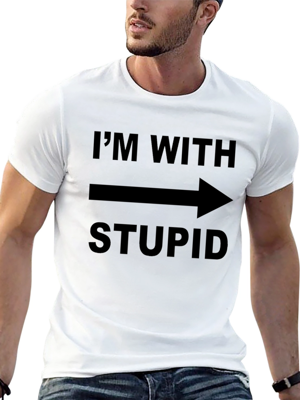 Im With Stupid T-Shirt Funny Novelty Tee