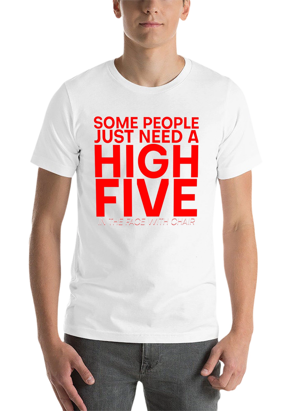 Sarcastic Humor T-Shirt - High Five With Chair