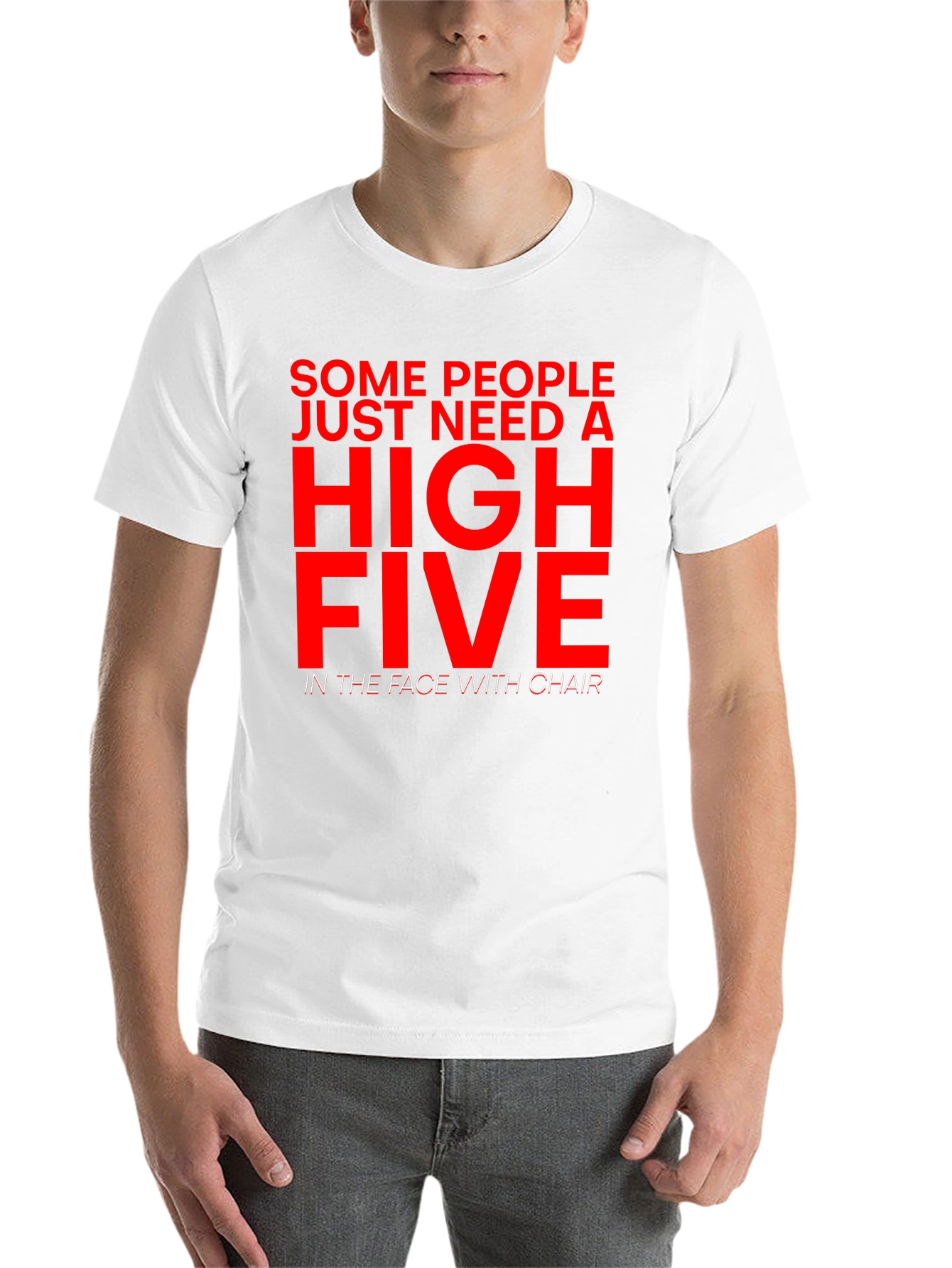 Sarcastic Humor T-Shirt - High Five With Chair