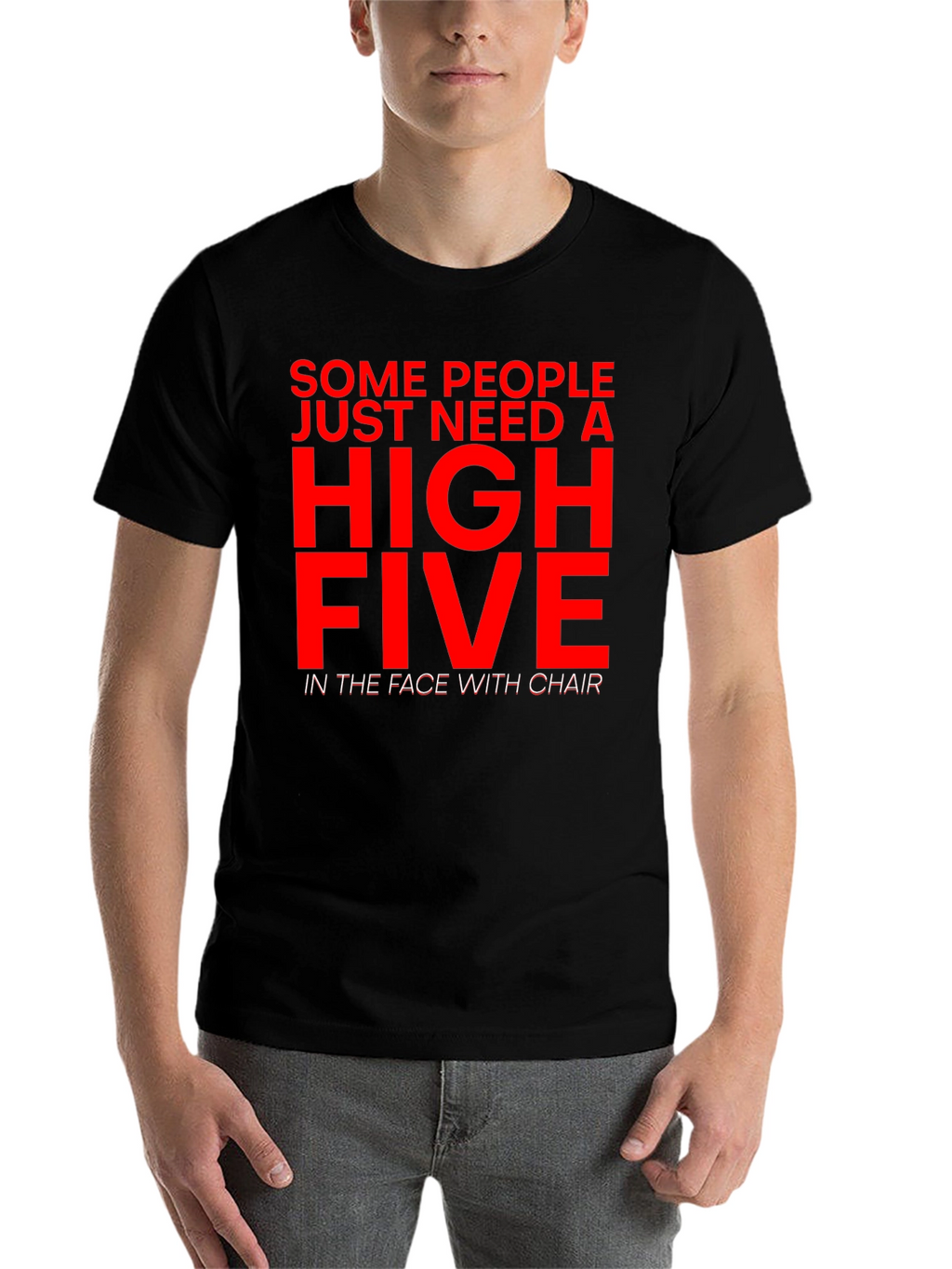 Sarcastic Humor T-Shirt - High Five With Chair