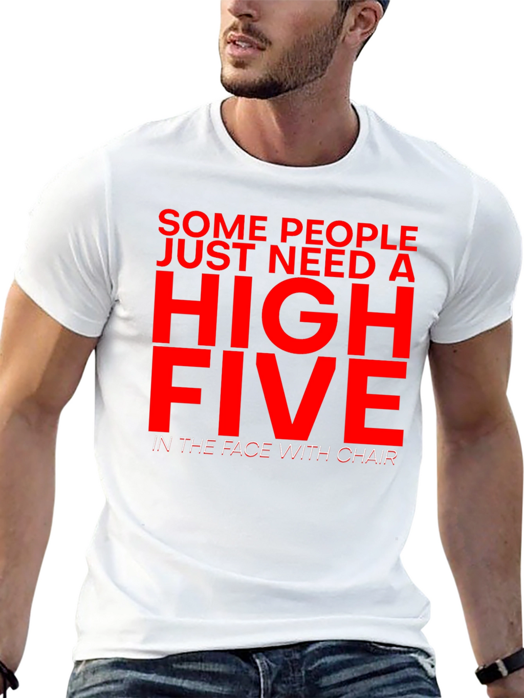Sarcastic Humor T-Shirt - High Five With Chair