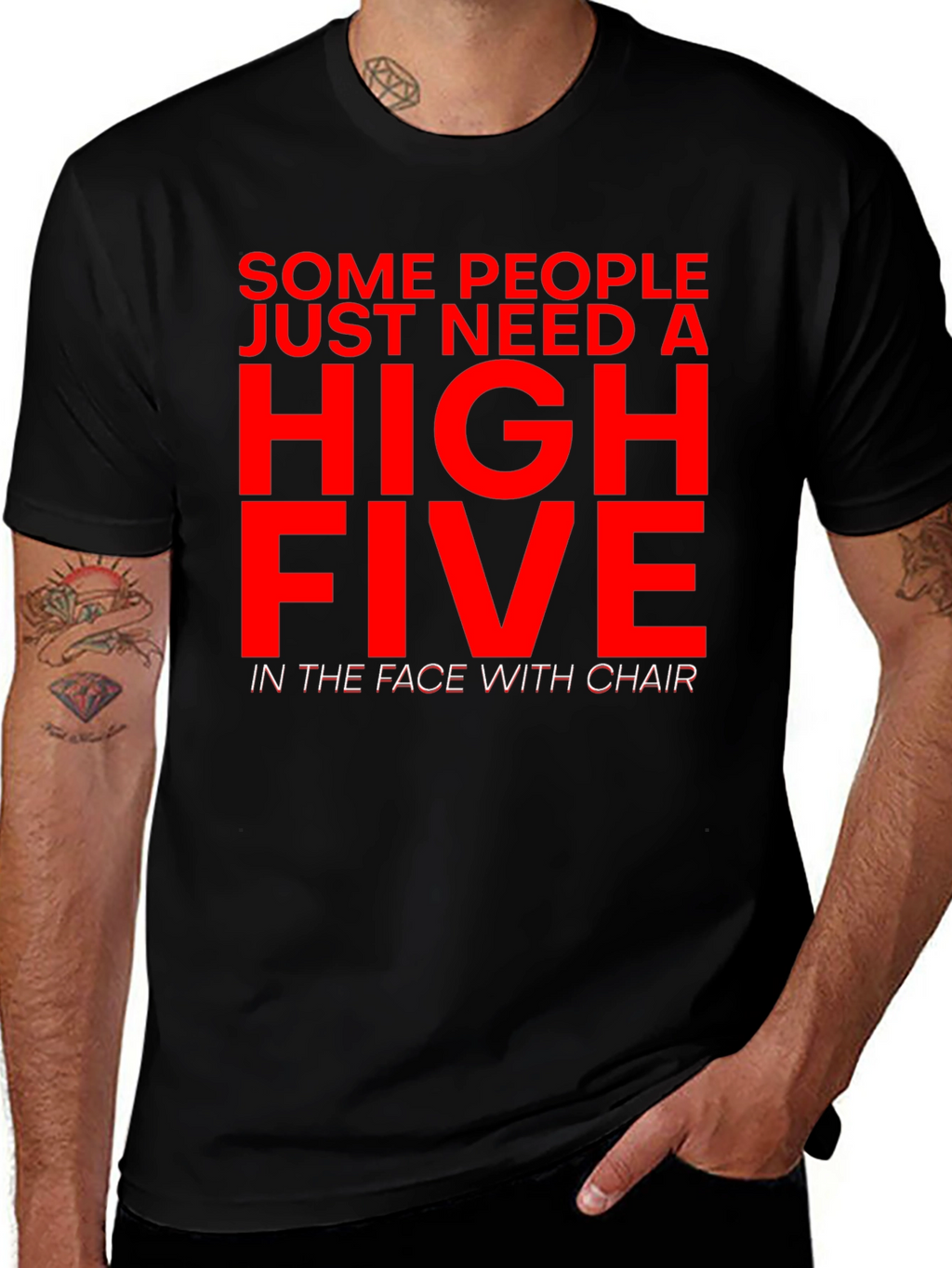 Sarcastic Humor T-Shirt - High Five With Chair