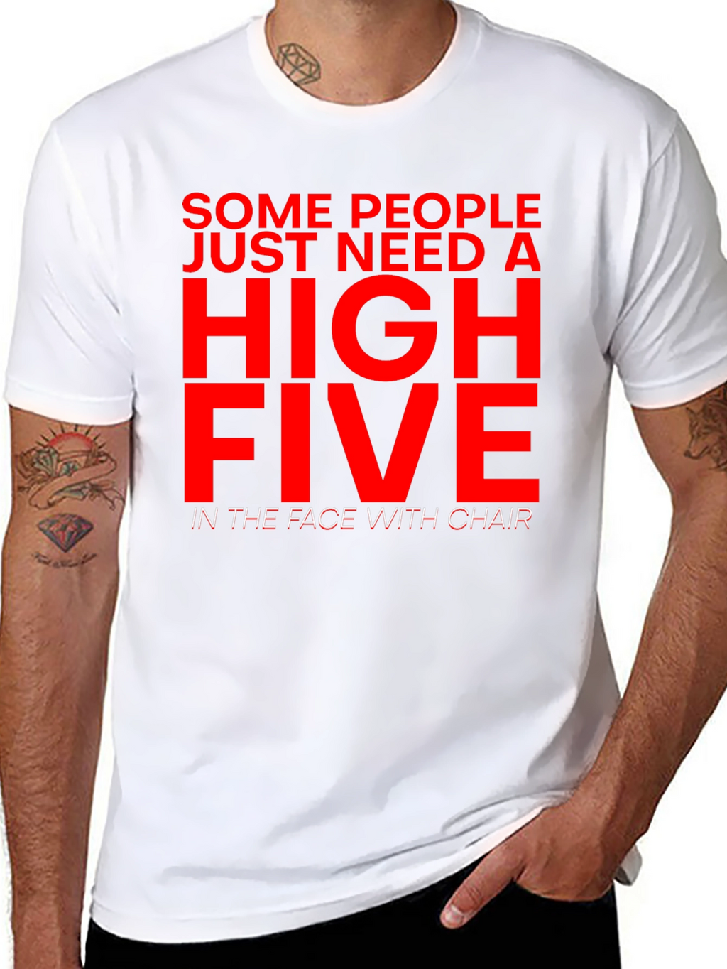 Sarcastic Humor T-Shirt - High Five With Chair