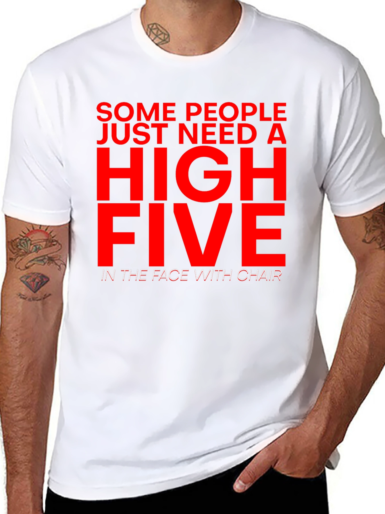 Sarcastic Humor T-Shirt - High Five With Chair