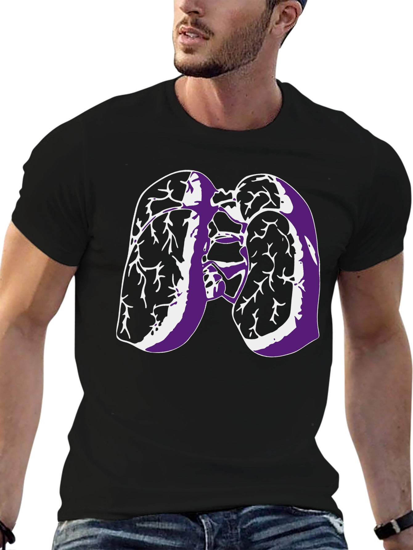 Lungs Graphic Tee - Black Cotton T-Shirt
