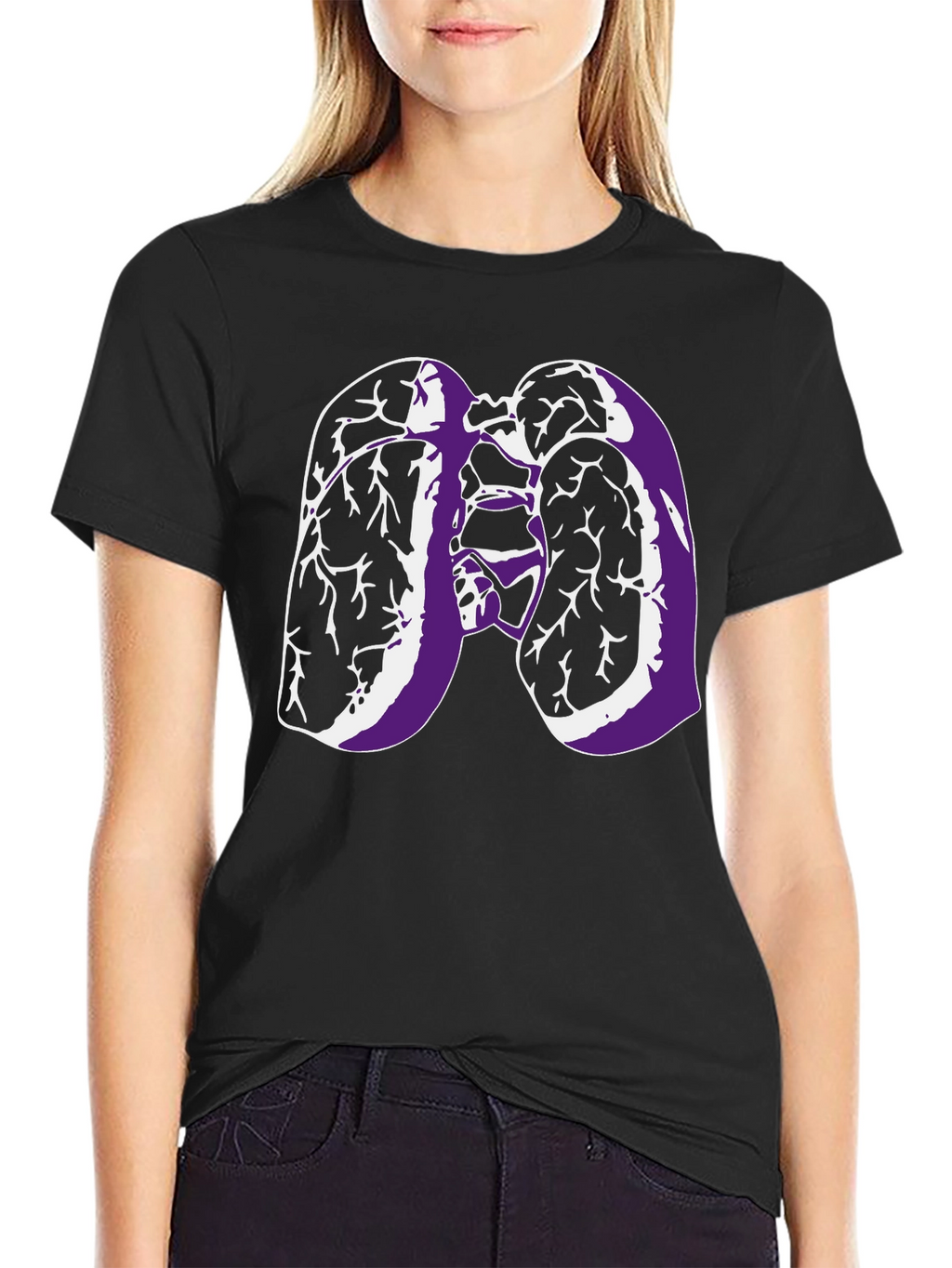 Lungs Graphic Tee - Black Cotton T-Shirt