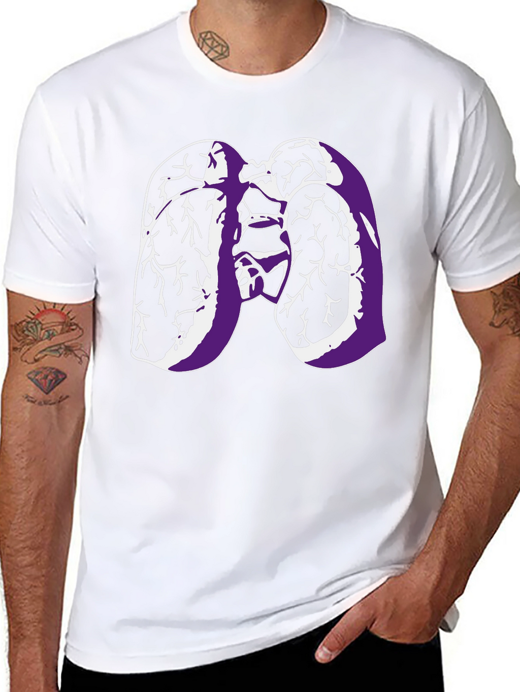 Lungs Graphic Tee - Black Cotton T-Shirt