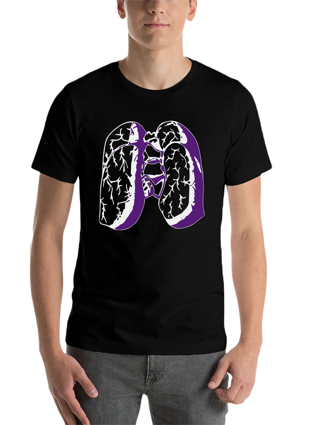 Lungs Graphic Tee - Black Cotton T-Shirt