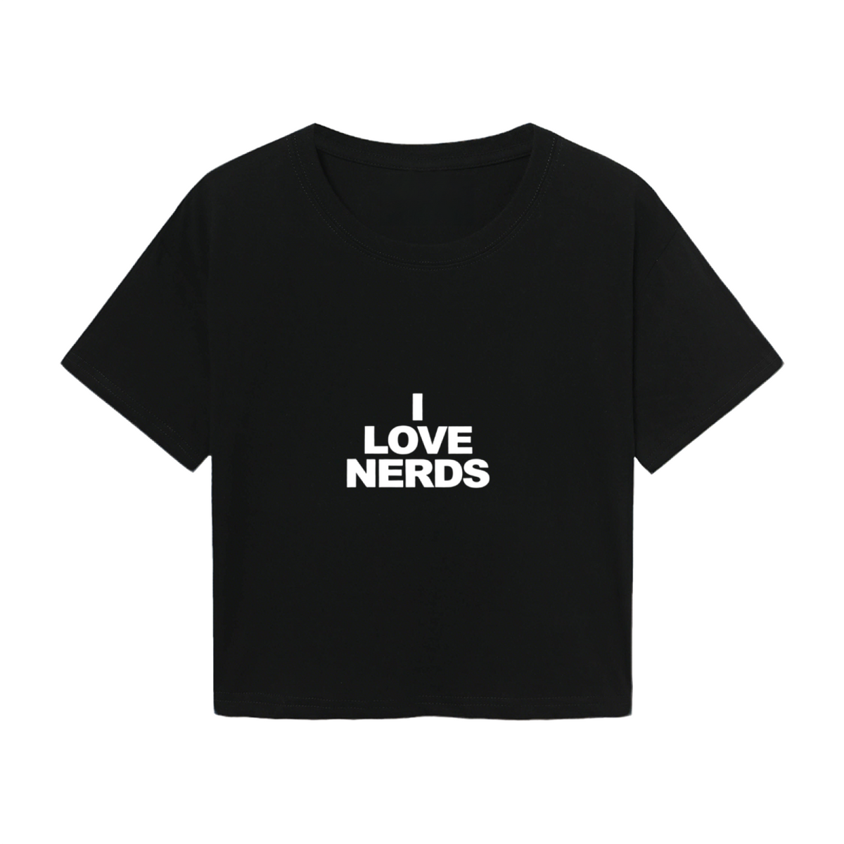 I Love Nerds Minimalist Black Slim Fit Crop Top