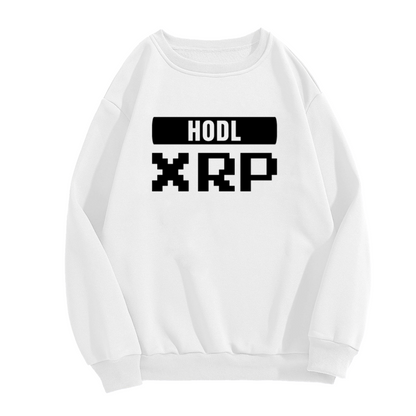 HODL XRP Pixel Retro Crypto Crewneck Sweatshirt | Ripple Cryptocurrency 8-Bit Pullover, Investor Gift