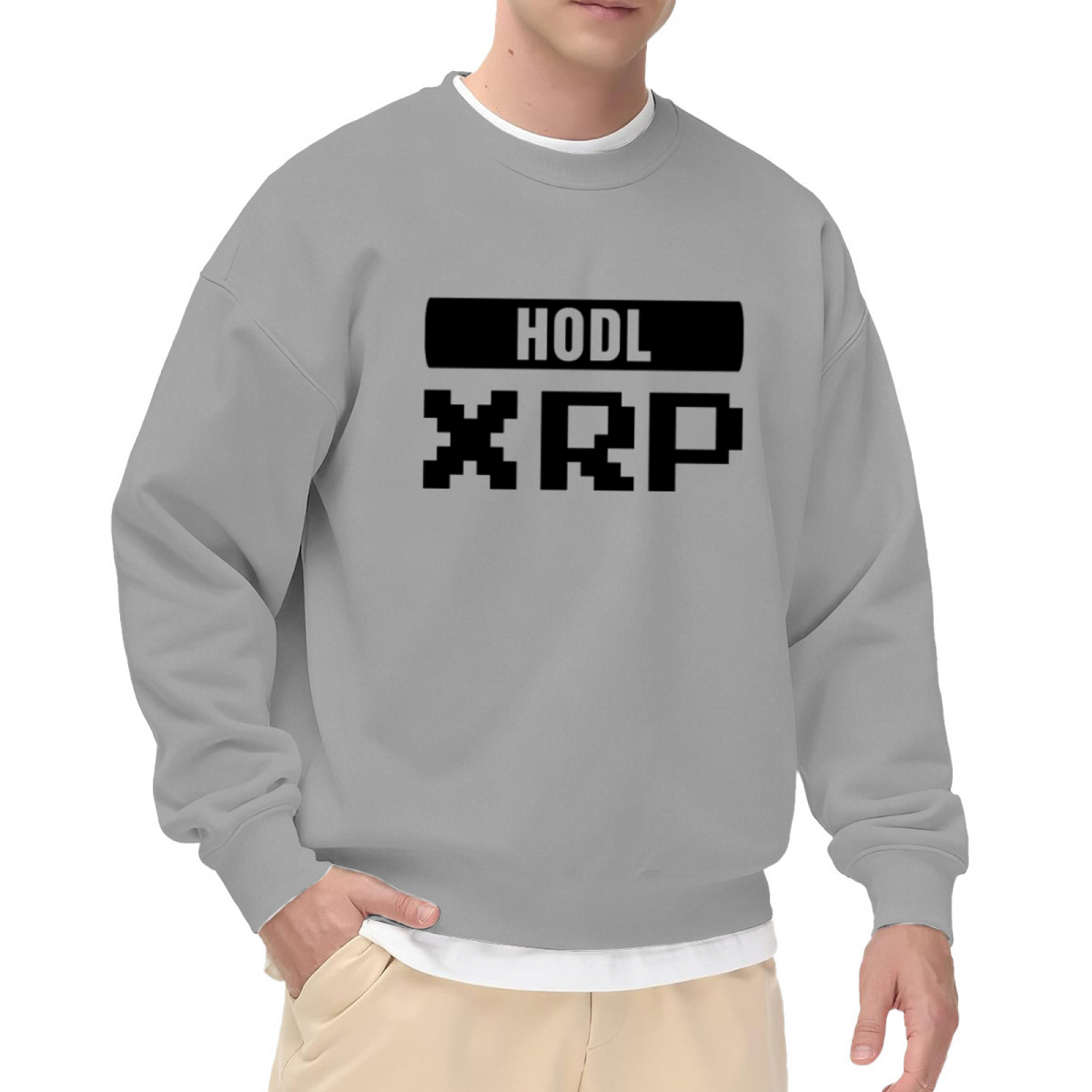 HODL XRP Pixel Retro Crypto Crewneck Sweatshirt | Ripple Cryptocurrency 8-Bit Pullover, Investor Gift