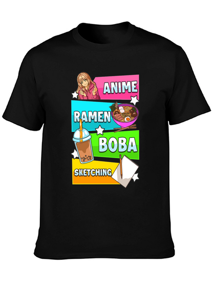 Anime Ramen Boba Sketching Graphic Tee