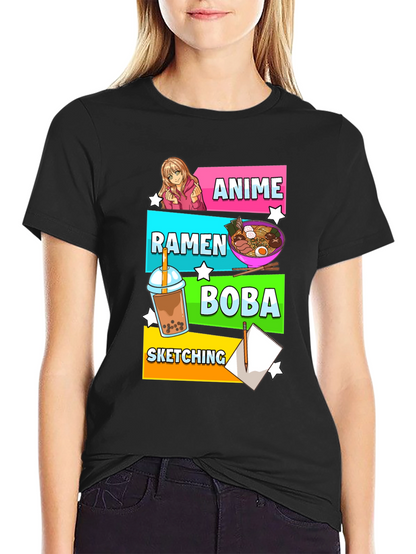 Anime Ramen Boba Sketching Graphic Tee