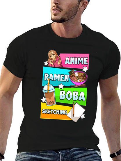 Anime Ramen Boba Sketching Graphic Tee
