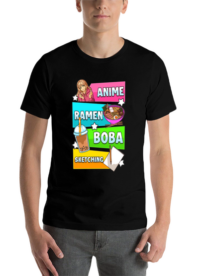 Anime Ramen Boba Sketching Graphic Tee