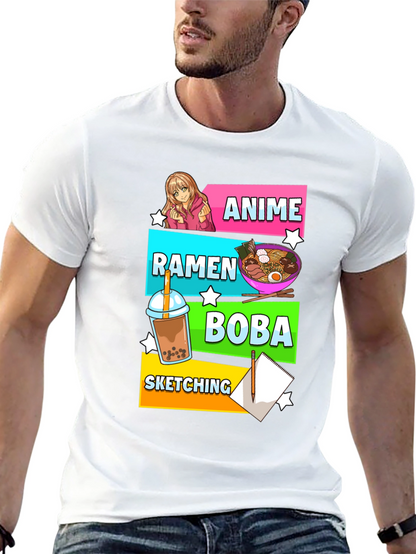 Anime Ramen Boba Sketching Graphic Tee