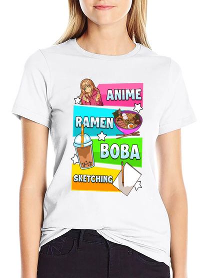 Anime Ramen Boba Sketching Graphic Tee