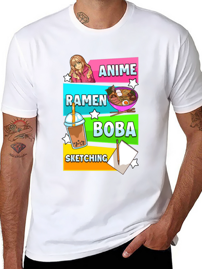 Anime Ramen Boba Sketching Graphic Tee