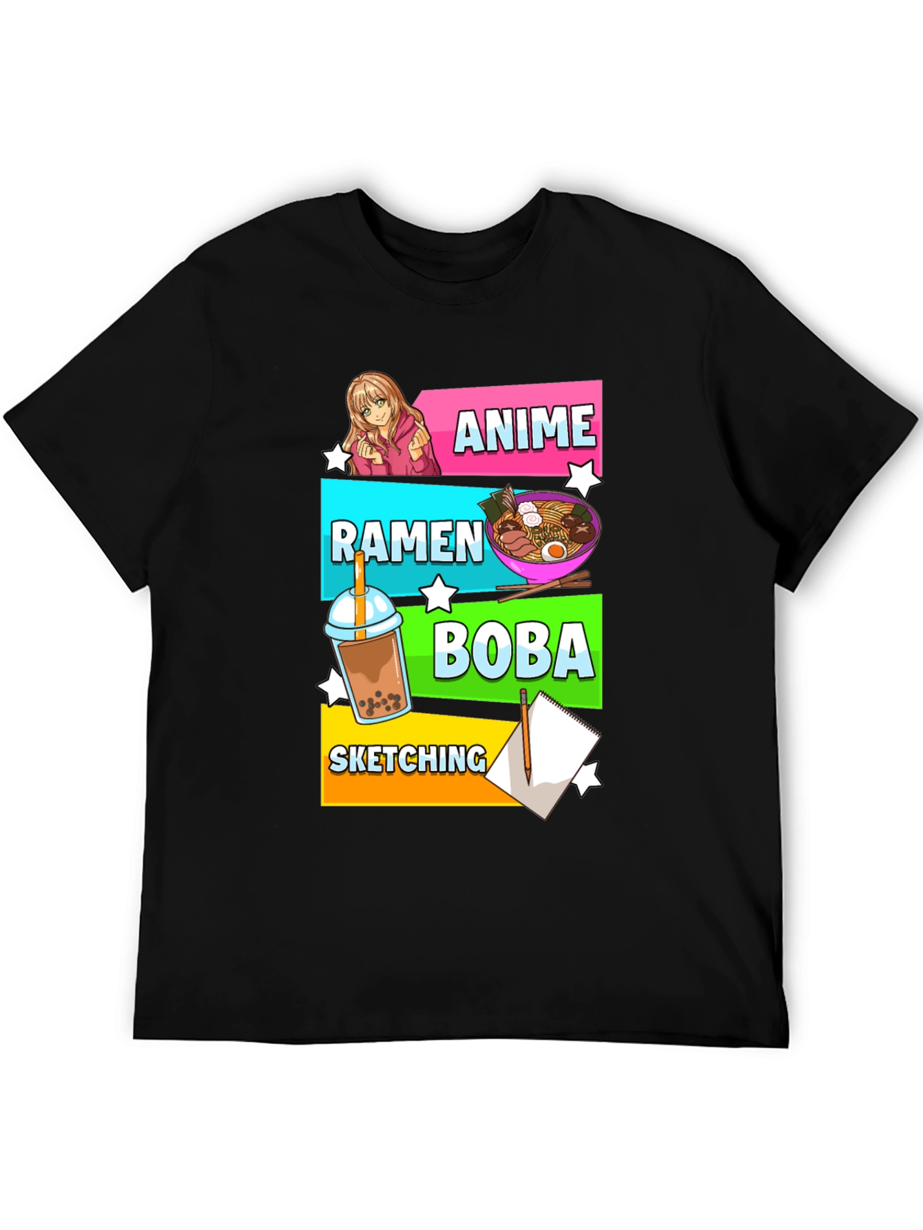 Anime Ramen Boba Sketching Graphic Tee