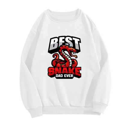 Best Snake Dad Ever Crewneck Sweatshirt, Cartoon Snake Reptile Pullover, Father's Day Gift