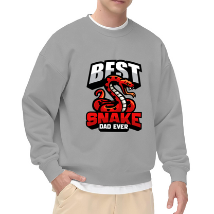 Best Snake Dad Ever Crewneck Sweatshirt, Cartoon Snake Reptile Pullover, Father's Day Gift
