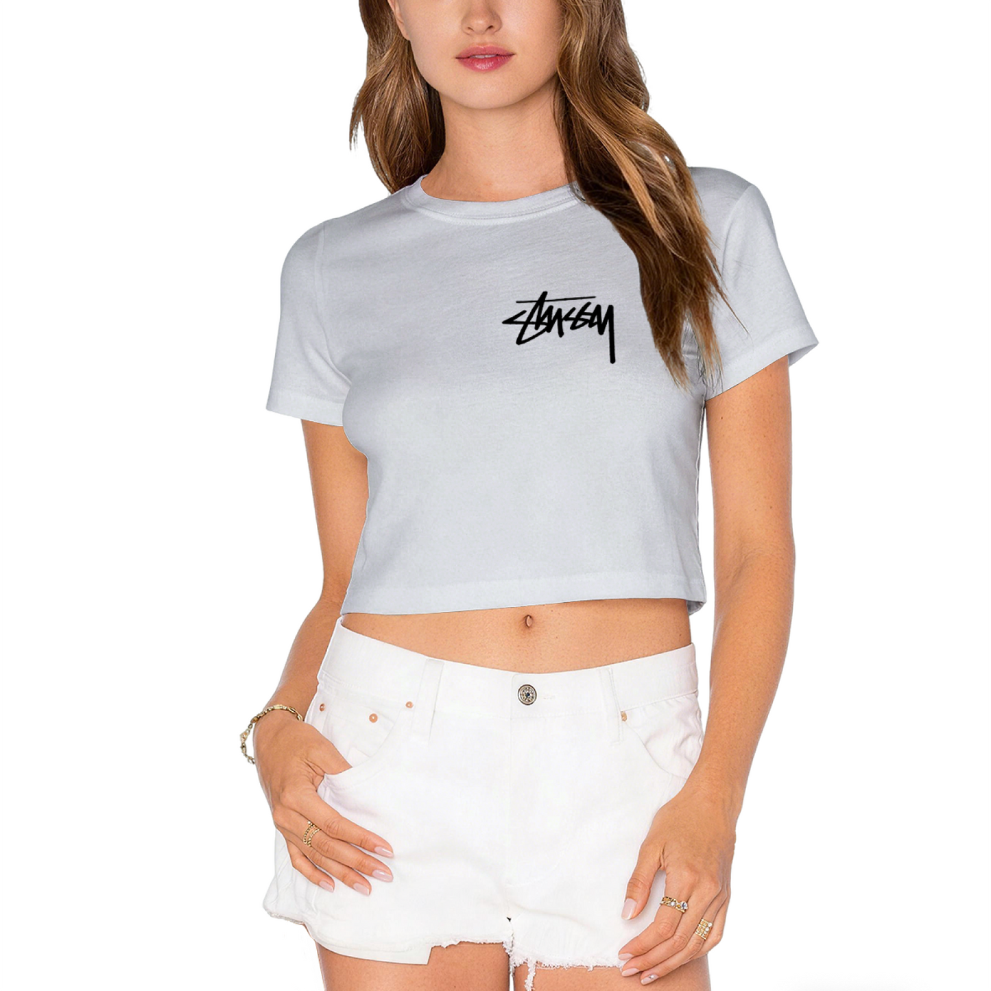 Classic Nike Air Logo Black Crop Top Street?Style Fitted Short Sleeve Tee