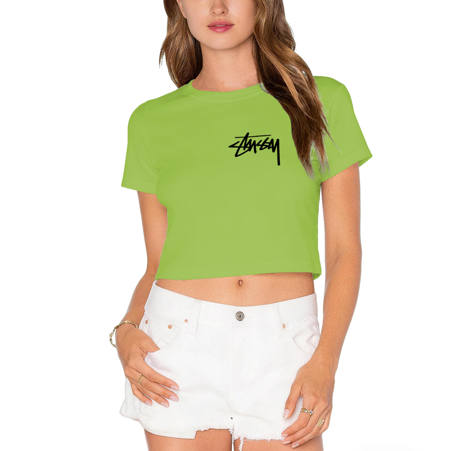 Classic Nike Air Logo Black Crop Top Street?Style Fitted Short Sleeve Tee
