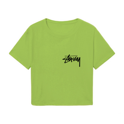 Classic Nike Air Logo Black Crop Top Street?Style Fitted Short Sleeve Tee