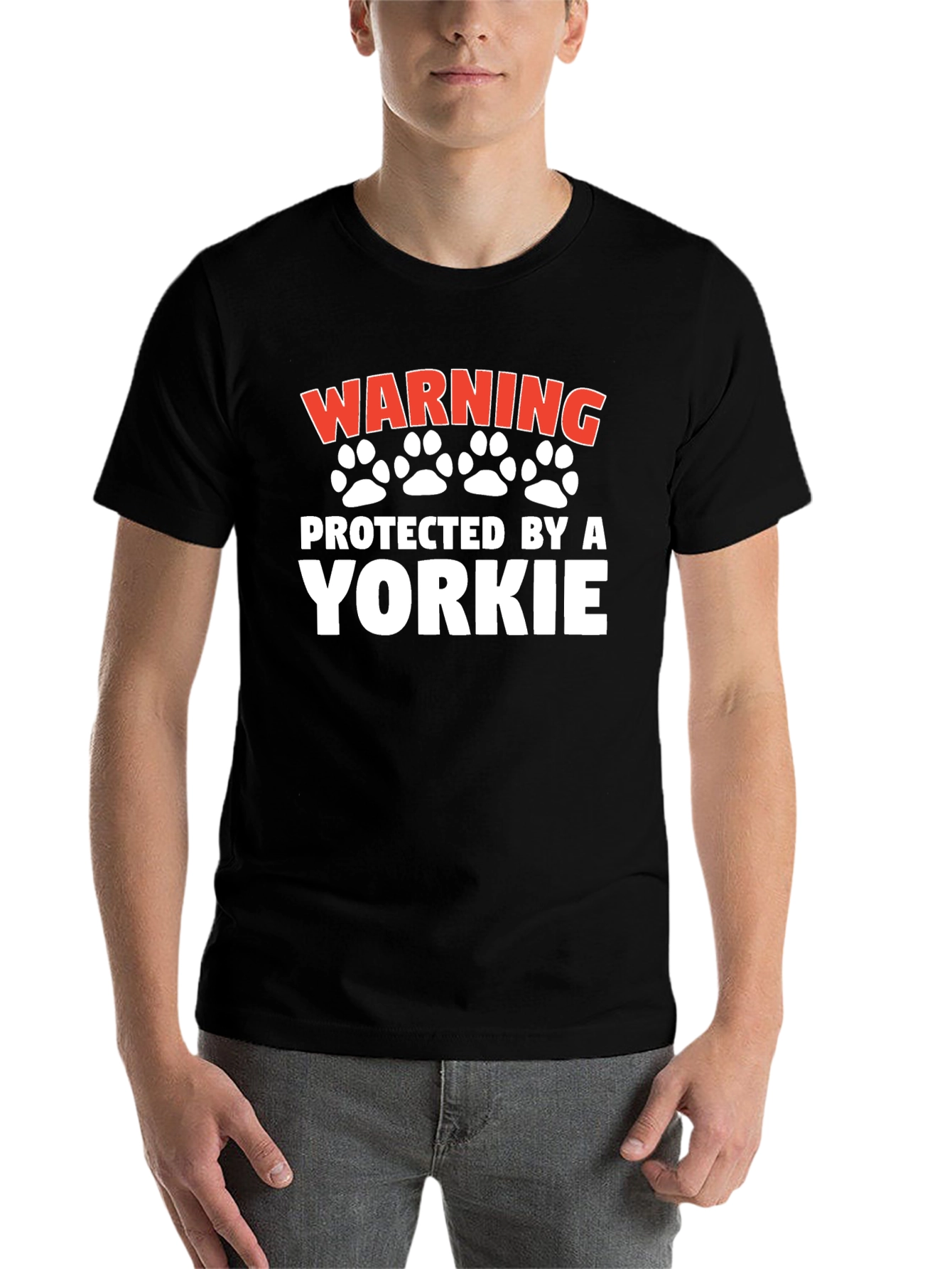 Warning Protected By A Yorkie - Dog Lover T-Shirt