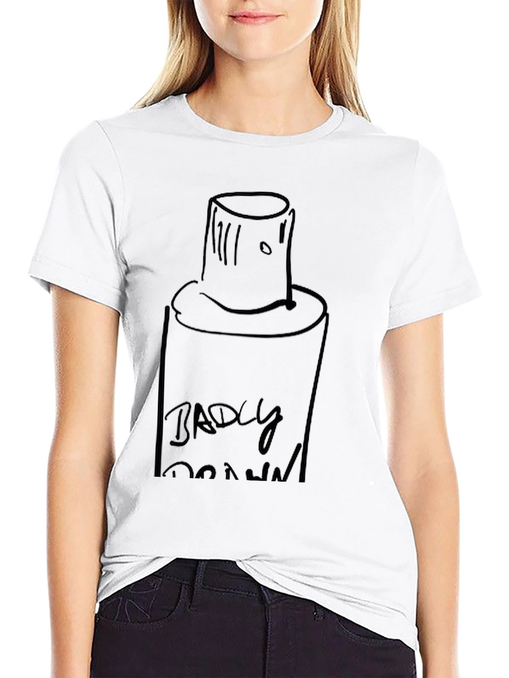 Badly Drawn Spray Paint Can Black T-Shirt