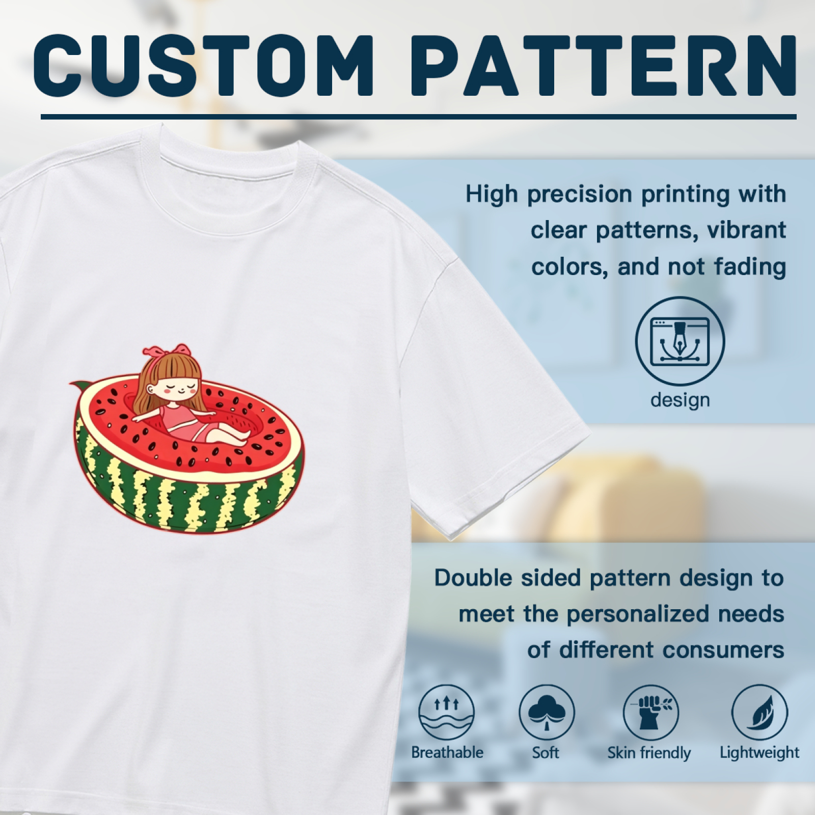 Cute Cartoon Girl Chilling Inside Watermelon Summer Tee
