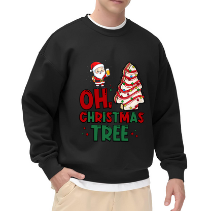 Oh Christmas Tree Funny Santa Fish Tree Crewneck Sweatshirt for Casual Wear