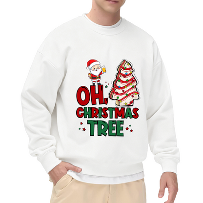 Oh Christmas Tree Funny Santa Fish Tree Crewneck Sweatshirt for Casual Wear