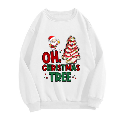Oh Christmas Tree Funny Santa Fish Tree Crewneck Sweatshirt for Casual Wear