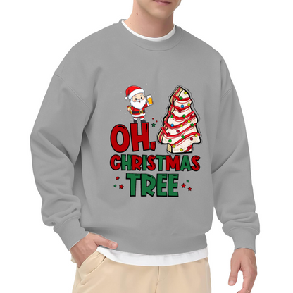 Oh Christmas Tree Funny Santa Fish Tree Crewneck Sweatshirt for Casual Wear