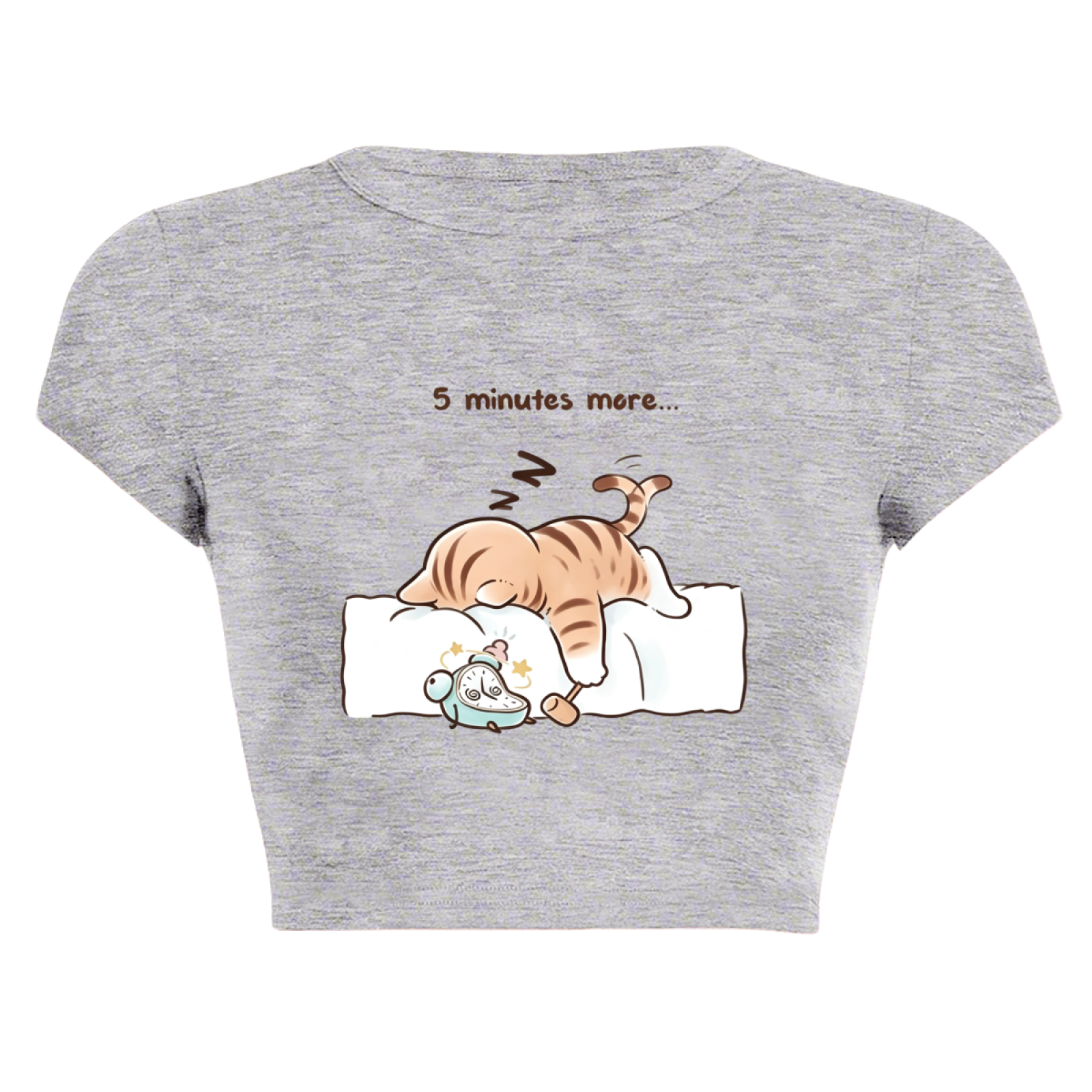 Sleepy Lazy Orange Cat Grey Cute Crop Top