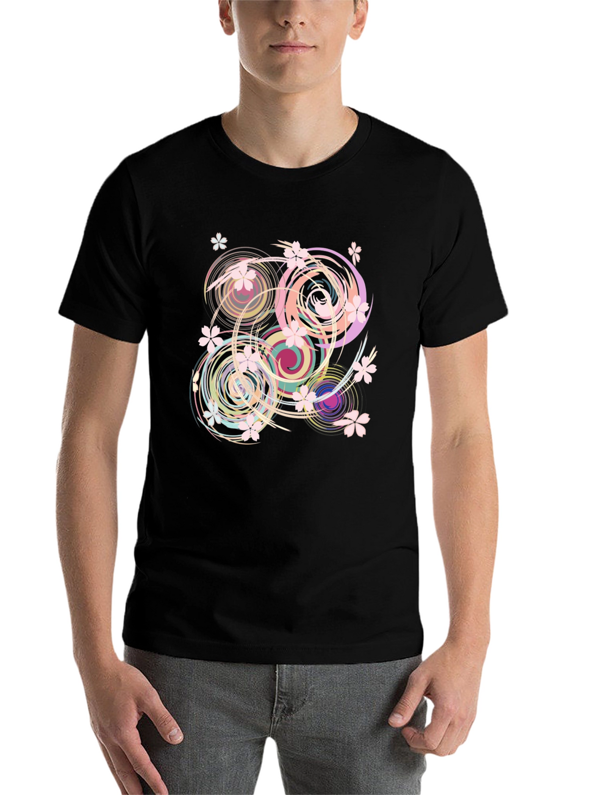 Swirl Floral Black T-Shirt
