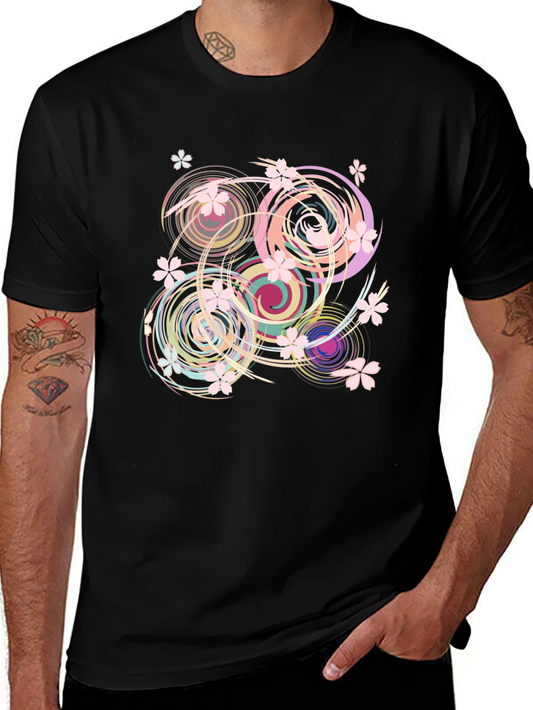 Swirl Floral Black T-Shirt