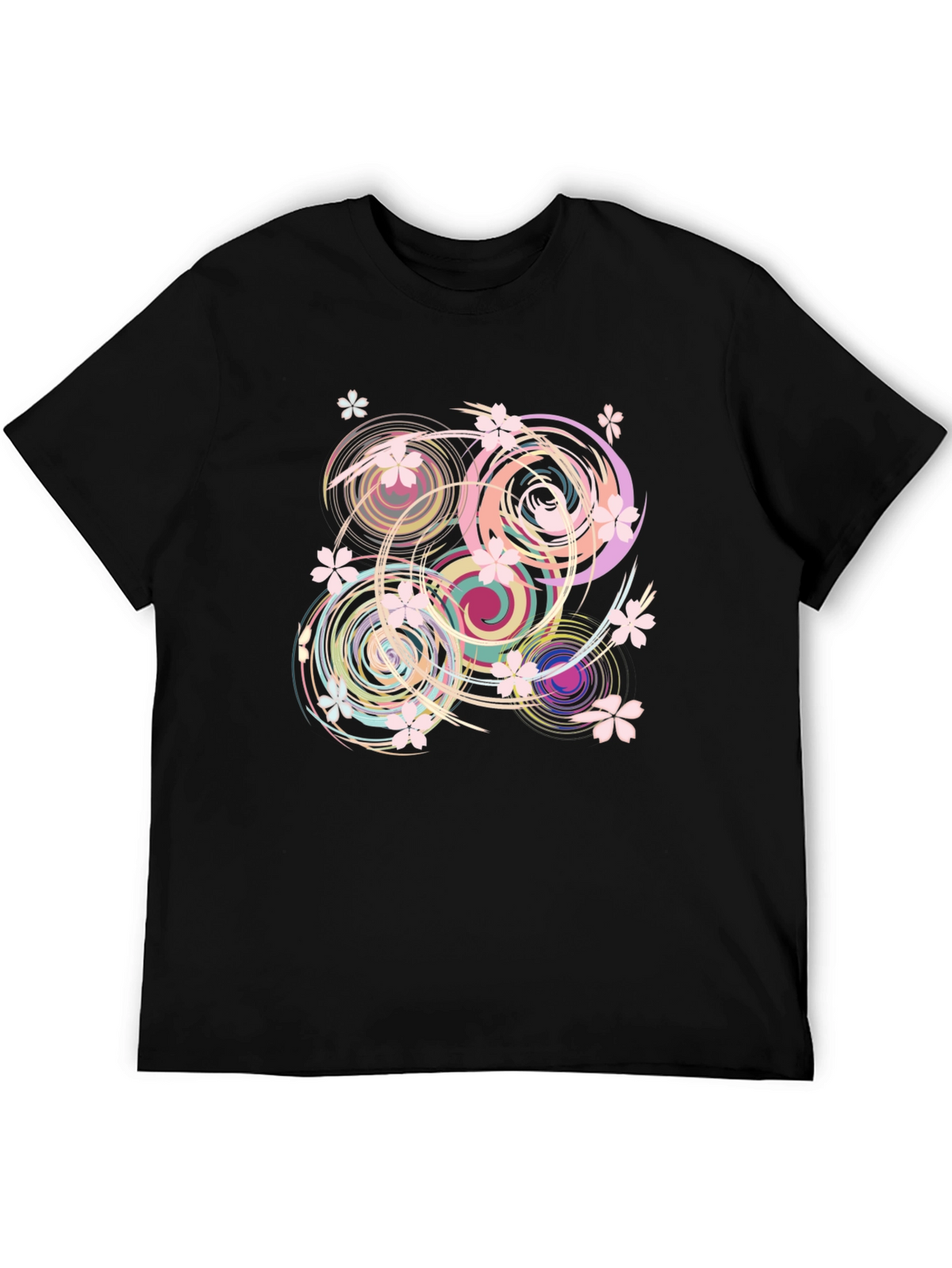 Swirl Floral Black T-Shirt