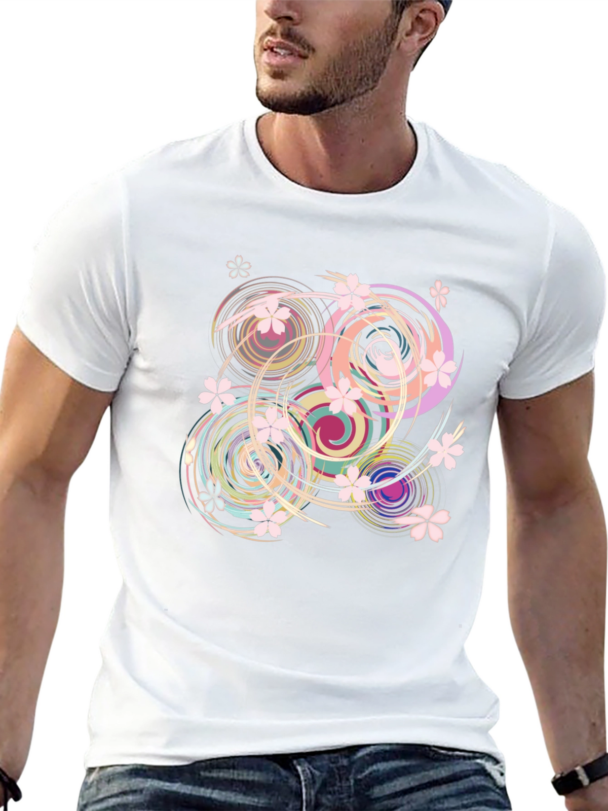 Swirl Floral Black T-Shirt