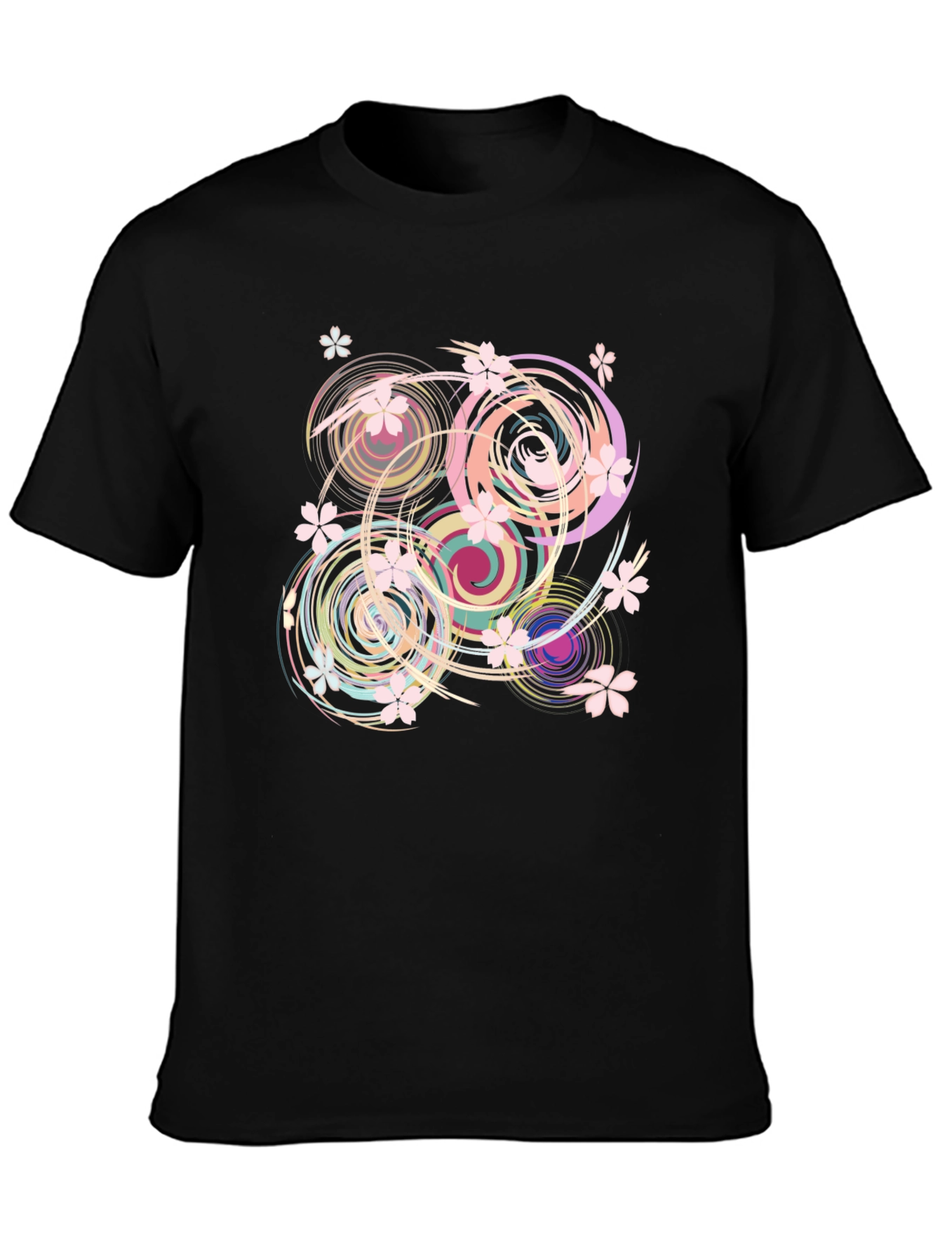 Swirl Floral Black T-Shirt