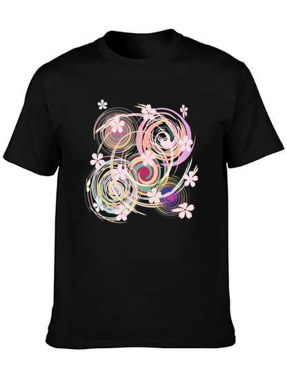 Swirl Floral Black T-Shirt