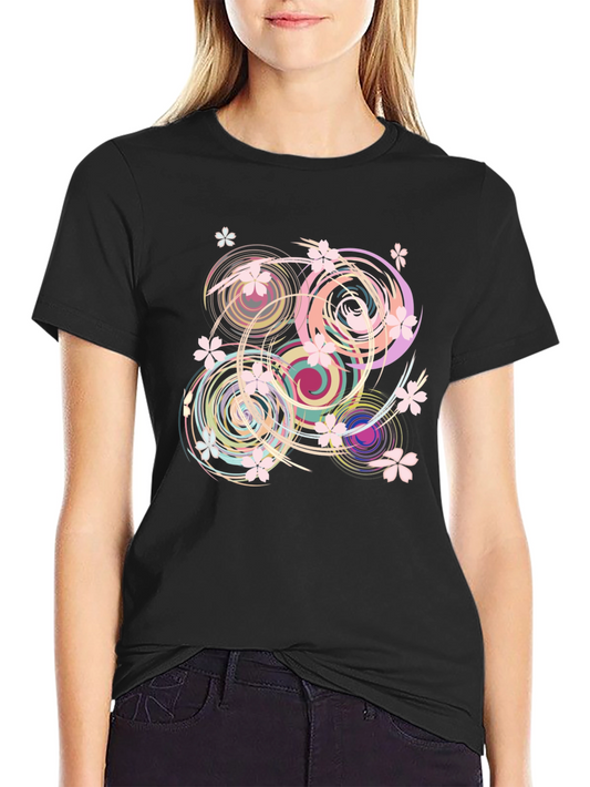 Swirl Floral Black T-Shirt