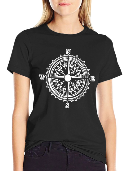 Compass Rose Graphic Tee - Black Cotton