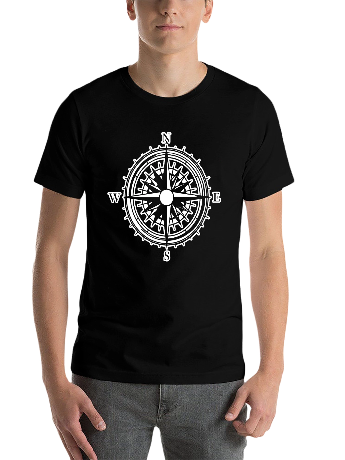 Compass Rose Graphic Tee - Black Cotton