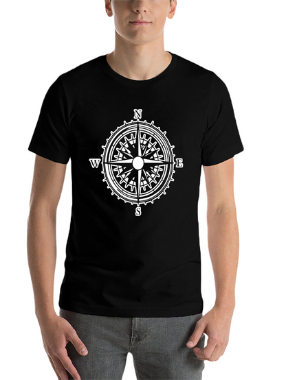Compass Rose Graphic Tee - Black Cotton