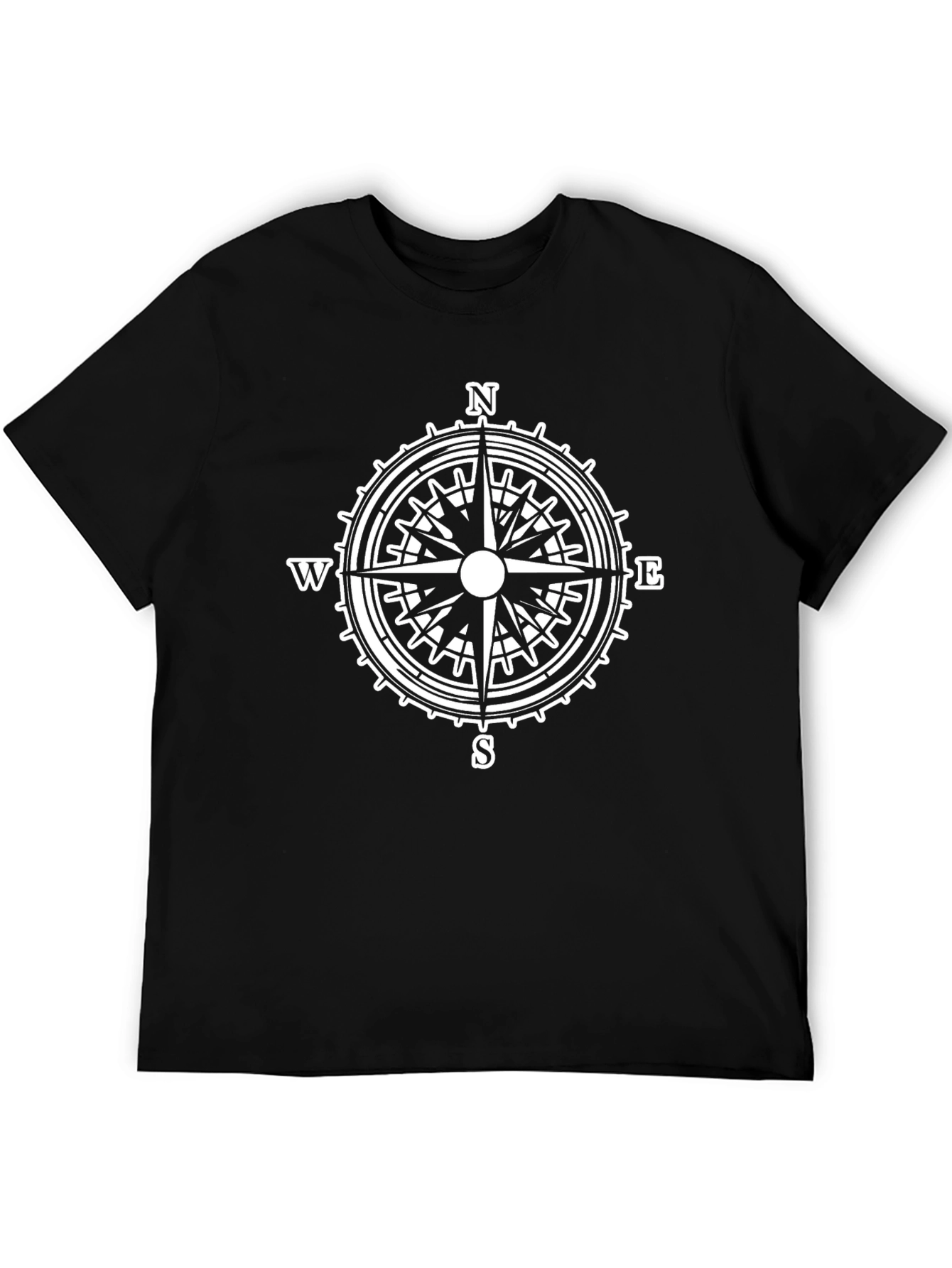 Compass Rose Graphic Tee - Black Cotton