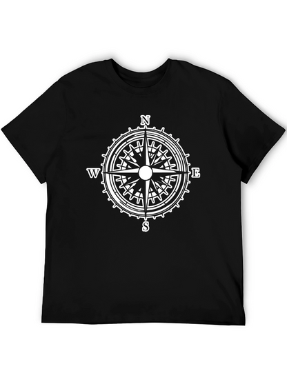 Compass Rose Graphic Tee - Black Cotton