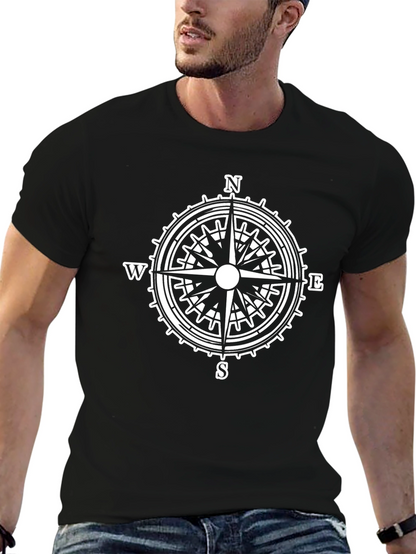 Compass Rose Graphic Tee - Black Cotton